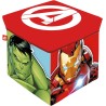 Pouf Contenitore Avengers 30x30x30 cm – Seduta e Portaoggetti Pieghevole per Cameretta Bambini
