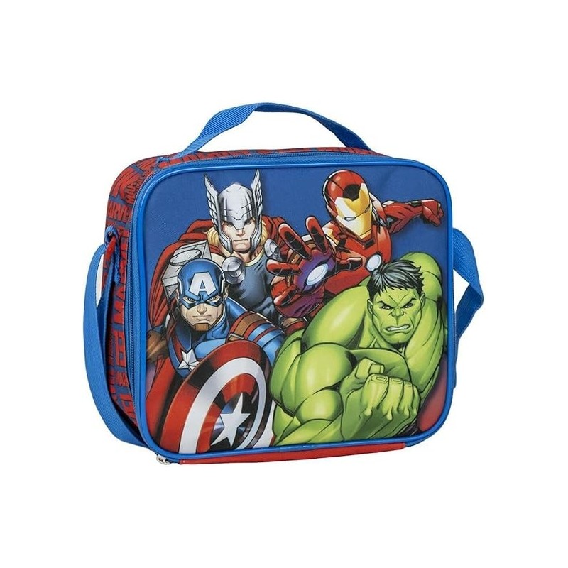 Zaino Borsa Termica Pranzo Avengers Marvel – Mini Zainetto Isotermico con Maniglia – 21,5x8,5x19 cm – Per Asilo e Scuola Materna