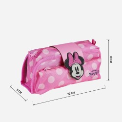 Astuccio Portapenne Minnie Disney – Rosa con Faccina 3D, Chiusura in Velcro e Zip – Bambina Scuola