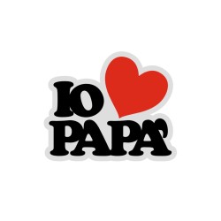 SCRITTA CON CUORE IO AMO PAPA' IN POLISTIROLO 40X15 CM FESTA DEL PAPA' 40X15 CM