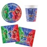 Coordinato Tavolo PJMASK Super Pigiamini – Kit Festa Completo per 8, 16, 24, 32 o 40 Bambini con Piatti, Bicchieri e Tovaglioli