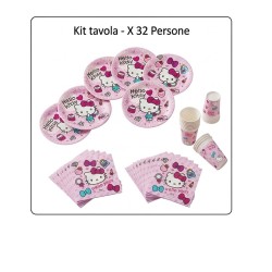 Coordinato Tavola Hello Kitty Fashion – Kit Festa per 8, 16, 24, 32 o 40 Invitati