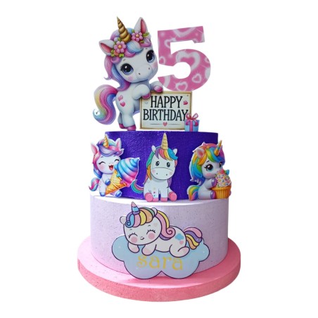 Torta Scenografica Unicorno in Polistirolo – Personalizzata con Nome ed Età per Compleanno Bambina