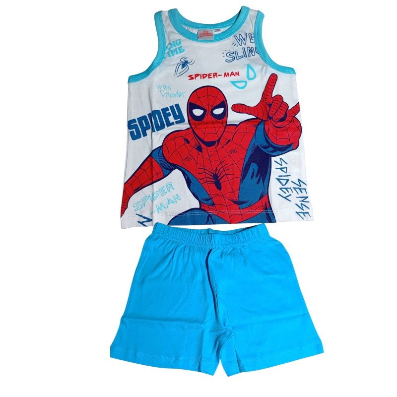 Completino Estivo Bambino Spiderman – Canotta e Pantaloncino in Cotone, Taglia 3 Anni (98 cm)