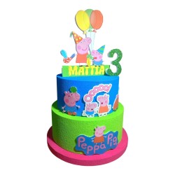 Torta Scenografica Peppa Pig Personalizzata con Nome e Numero – Decorazione Compleanno Bambina – 3 Piani in Polistirolo 70cm