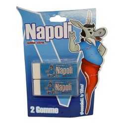 Blister 2 Gomme da Cancellare Napoli "Passione Eterna" – Gadget Ufficiale Scuola Bambini