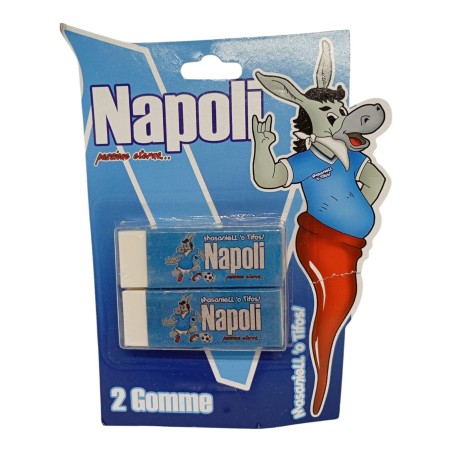 Blister 2 Gomme da Cancellare Napoli "Passione Eterna" – Gadget Ufficiale Scuola Bambini