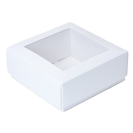 Scatolina Bianca con Finestra Porta Confetti 10X10X5 cm – Confezione da 12 Pezzi per Bomboniere