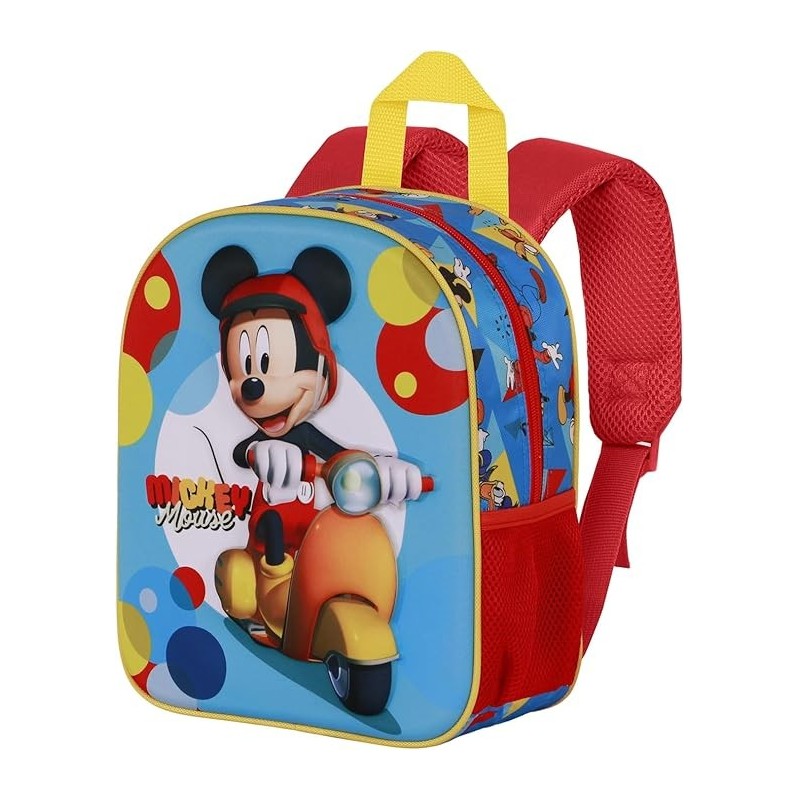 Zainetto 3D Disney Topolino Elite Blu – Zaino per Bambini con Effetto Scooter, 25x30 cm, Capacità 7L
