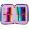 Astuccio 3 Zip Lilo & Stitch Seven - Set Scuola Bambini 43 Pezzi con Matite, Pennarelli, Forbici, Penne - Portapenne Disney