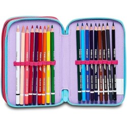 Astuccio 3 Zip Lilo & Stitch Seven - Set Scuola Bambini 43 Pezzi con Matite, Pennarelli, Forbici, Penne - Portapenne Disney