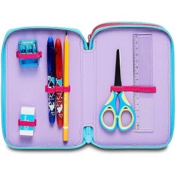 Astuccio 3 Zip Lilo & Stitch Seven - Set Scuola Bambini 43 Pezzi con Matite, Pennarelli, Forbici, Penne - Portapenne Disney