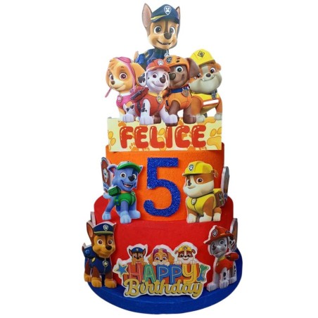 Torta Finta Compleanno Paw Patrol Personalizzata con Nome ed Età Polistirolo Decorativo – Decorazione Festa Bambini