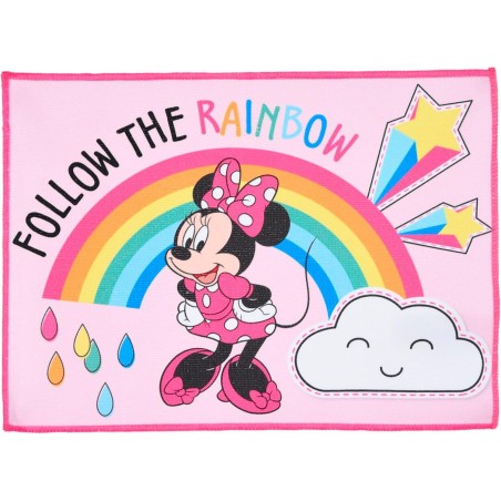 Tovaglietta in Tessuto Minnie Disney 40x30 cm - Lavabile, Antiscivolo, Resistente al Calore - Per Colazione e Pranzo Bambina