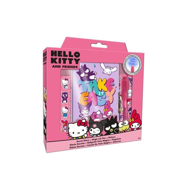 Diario Segreto Hello Kitty con Lucchetto, Penna Magica Invisibile e Adesivi – Idea Regalo Bambina