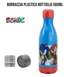 Borraccia Bambini Sonic 560 ml in Plastica con Tappo a Vite – Bottiglia Scuola, Viaggio, Spiaggia –