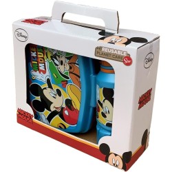 Set Pranzo Mickey Mouse Disney - Porta Merenda + Borraccia 400 ml - Scuola e Tempo Libero