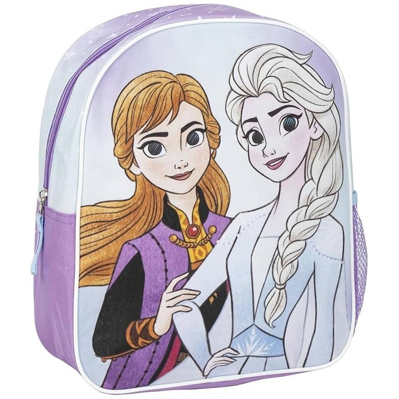 Zaino Scuola Bambina Frozen Disney Blu con Elsa e Anna – 25x20x29 cm – Zainetto Asilo Elementari con Cerniera – Ufficiale