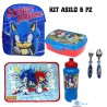 Kit Asilo Bambino Sonic 5 Pezzi Ufficiale SEGA – Zaino, Tovaglietta, Posate, Borraccia e Portamerenda – Set Scuola