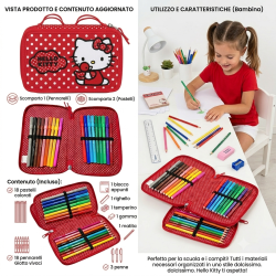 Astuccio Scuola Hello Kitty 3 Zip – Set Completo con 43 Accessori Giotto