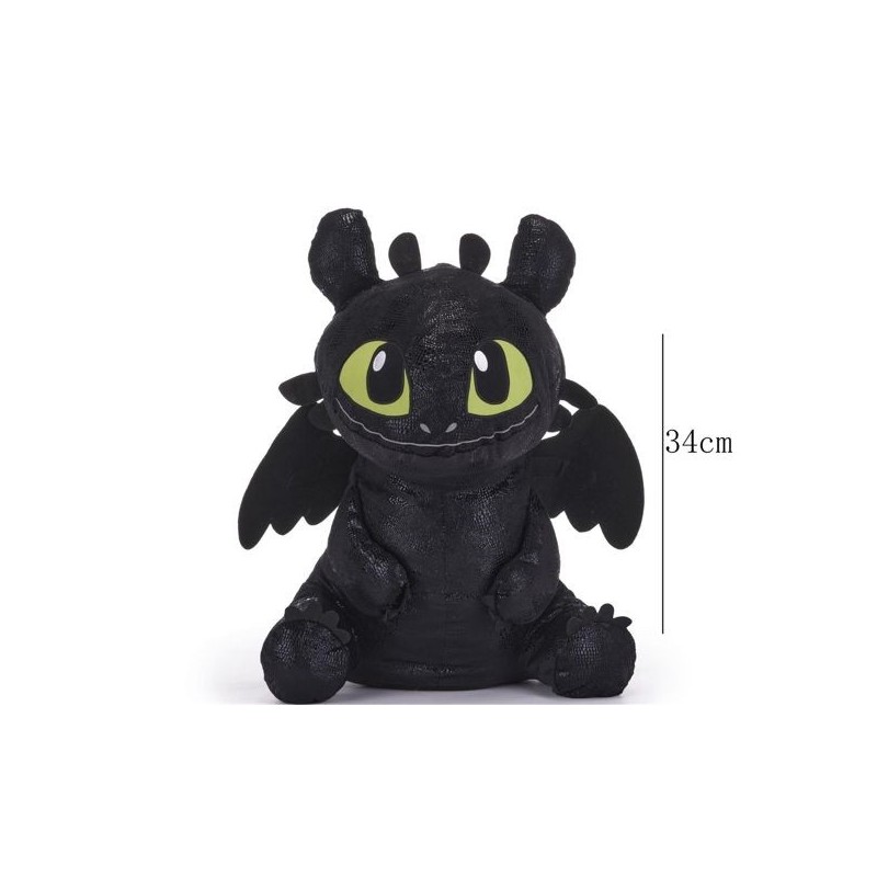 Peluche Toothless Furia Buia 34 cm – Dragon Trainer – Ufficiale, Morbido e Realistico, Idea Regalo Bambini