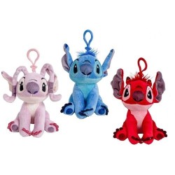 Peluche Disney Lilo & Stitch 13 cm – Plush Bagclip con Clip Stitch, Angel o Leroy Portachiavi Morbido