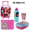Kit Scuola Asilo Barbie 5 Pezzi con Trolley Zaino, Borraccia, Porta Merenda, Tovaglietta e Bicchiere