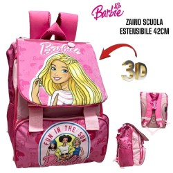 Zaino Estensibile Barbie 3D per Scuola – 40x29x14 cm – Ergonomico, Schienale Imbottito, Tasche Laterali Design Ufficiale