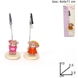 SEGNAPOSTO CLIP RESINA 3X10 ORSETTO ROSA CLIP CON SCATOLA - BOMBONIERE NASCITA COMPLEANNO