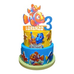 Torta Scenografica Nemo Disney Personalizzata in Polistirolo – Decorazione Compleanno Bambini Nome e Numero Festa Tema