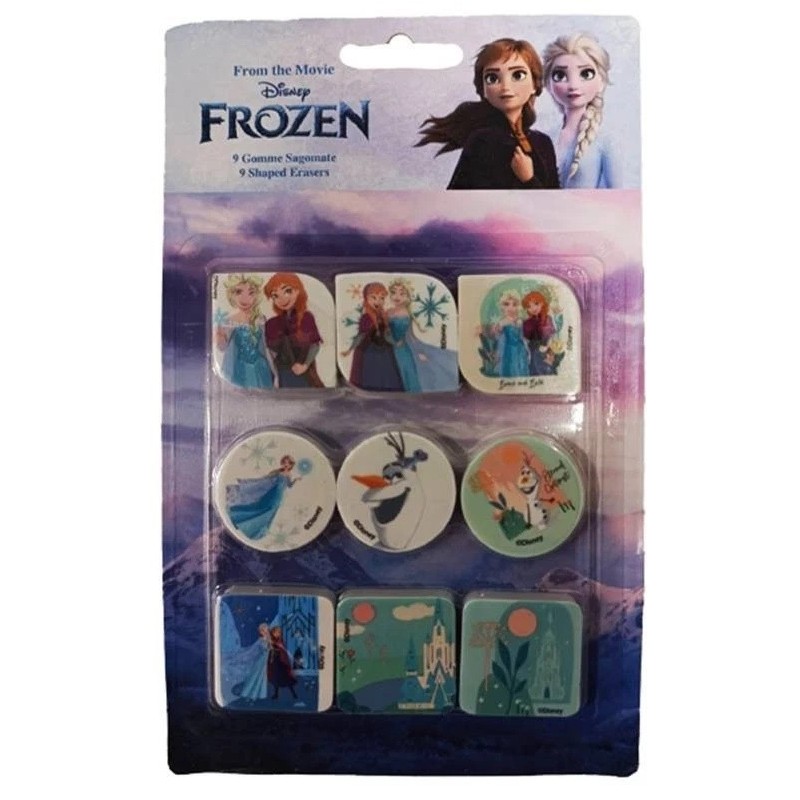 Blister 9 Gomme Sagomate Frozen Disney – Idee Regalo, Scuola e Festa per Bambina