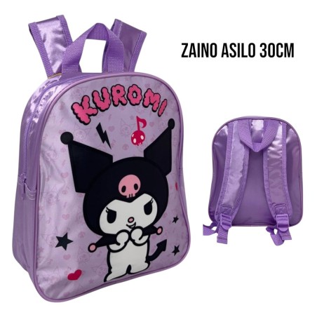 Zaino Scuola Bambina Kuromi 25x20x29 cm – Zainetto Asilo Elementari con Cerniera in Poliestere Resistente – Spallacci Regolabili