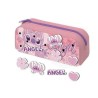 Stitch & Angel Astuccio Portacolori in Silicone con 4 Patch Rosa – Accessorio Scuola Bambina Disney