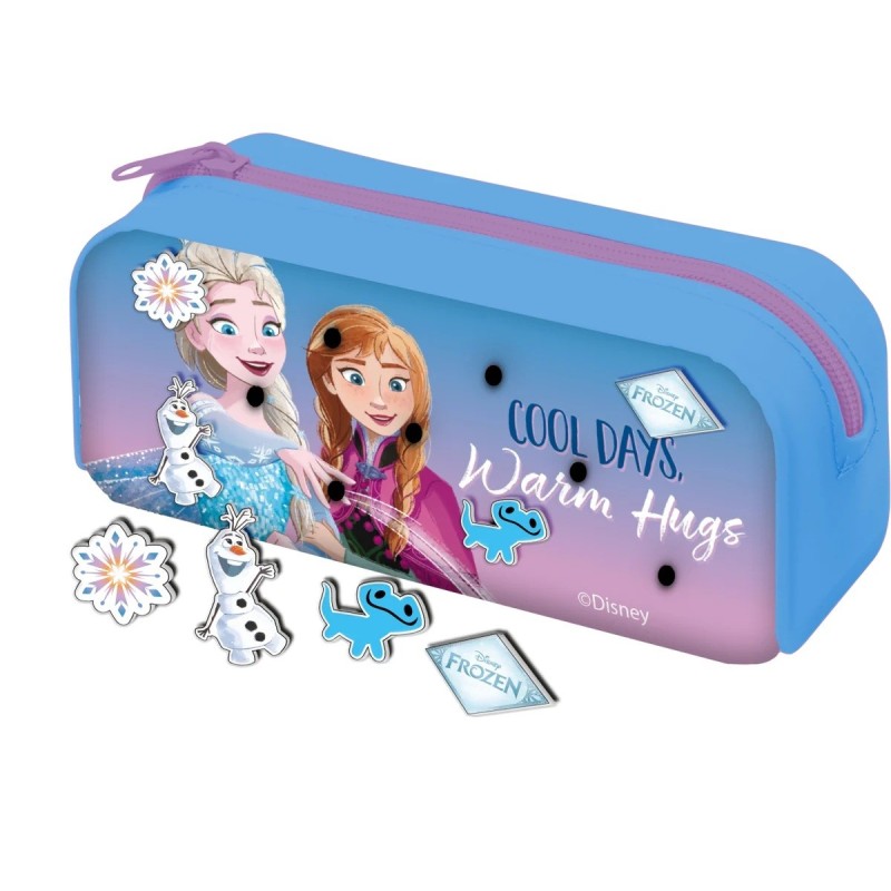 Astuccio Scuola Frozen Disney in Silicone – Con 4 Patch Intercambiabili dei Personaggi