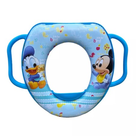 Riduttore WC Bambini Baby Disney Topolino e Paperino – Seduta Imbottita con Maniglie, Paraspruzzi e Adattabile a Tutti i WC