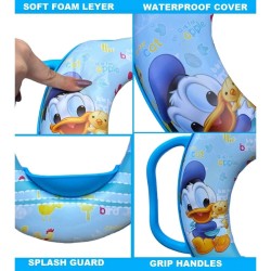 Riduttore WC Bambini Baby Disney Topolino e Paperino – Seduta Imbottita con Maniglie, Paraspruzzi e Adattabile a Tutti i WC
