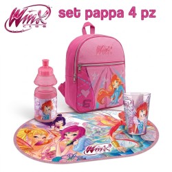 Set Scuola Asilo Winx Club 4 Pezzi – Zaino, Borraccia, Bicchiere e Tovaglietta