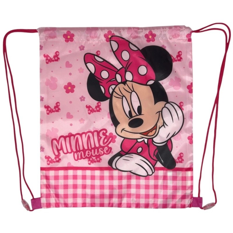Sacca Minnie Disney 40x35 cm – Borsa Sportiva con Chiusura a Coulisse, Zainetto Tempo Libero per Scuola, Gite e Palestra
