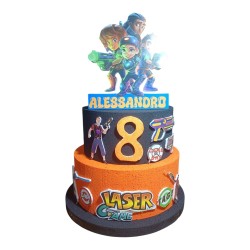 Torta Scenografica in Polistirolo Laser Game Personalizzata con Nome ed Età – Decorazione Compleanno