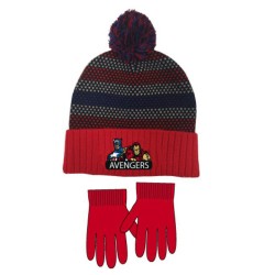 Set Avengers Cappello con Pon Pon e Guanti, Rosso, Taglia 52-54 – Idea Regalo Bambini Marvel