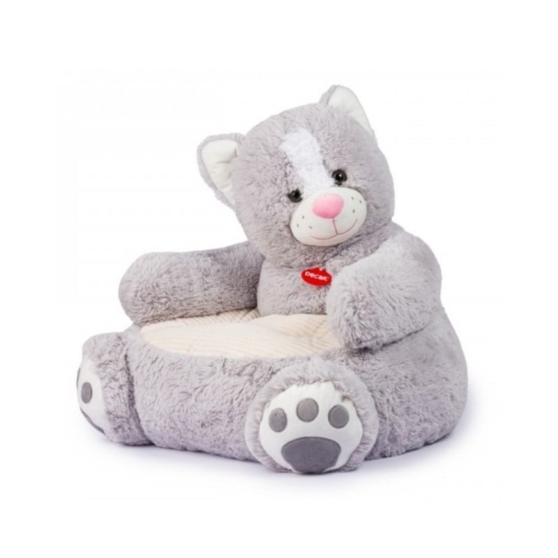 Poltrona Gatto Diana in Peluche 50x50x50 cm – Poltroncina Bambini Morbida, Colorata e Comoda per Gioco, Lettura e Relax