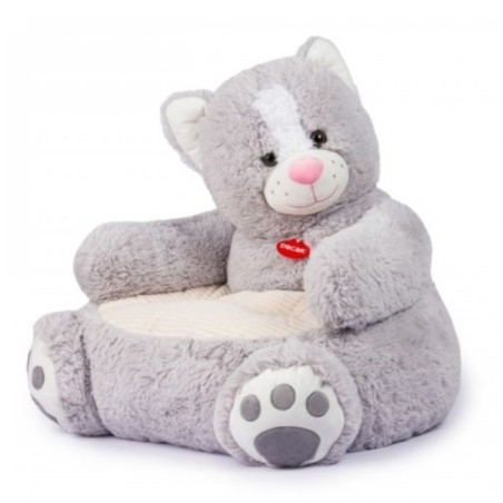 Poltrona Gatto Diana in Peluche 50x50x50 cm – Poltroncina Bambini Morbida, Colorata e Comoda per Gioco, Lettura e Relax