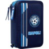 Astuccio Scuola Napoli Azzurri 3 Zip – Portacolori Multiscomparto con Pennarelli Giotto – Ufficiale SSC Napoli – 20x13x6 cm