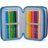 Astuccio Scuola Napoli Azzurri 3 Zip – Portacolori Multiscomparto con Pennarelli Giotto – Ufficiale SSC Napoli – 20x13x6 cm