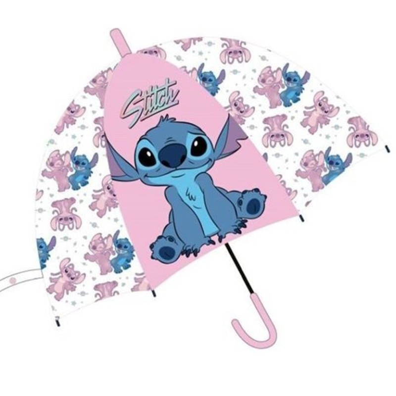 Disney Lilo & Stitch - Ombrello a Campana Rosa 75 cm Automatico con Punte Arrotondate per Bambini