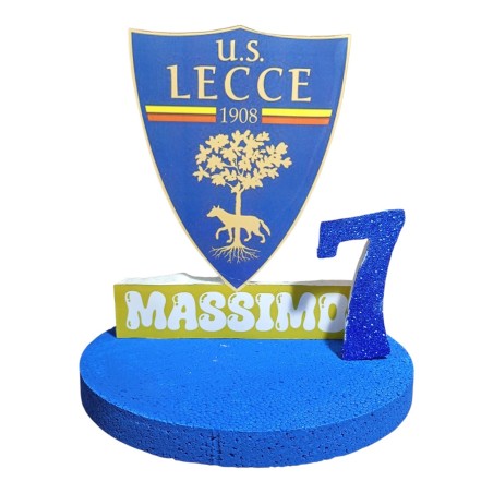 Sagoma Logo Lecce Calcio Personalizzata con Nome e Numero – Centrotavola in Polistirolo per Compleanni, Eventi e Feste a Tema