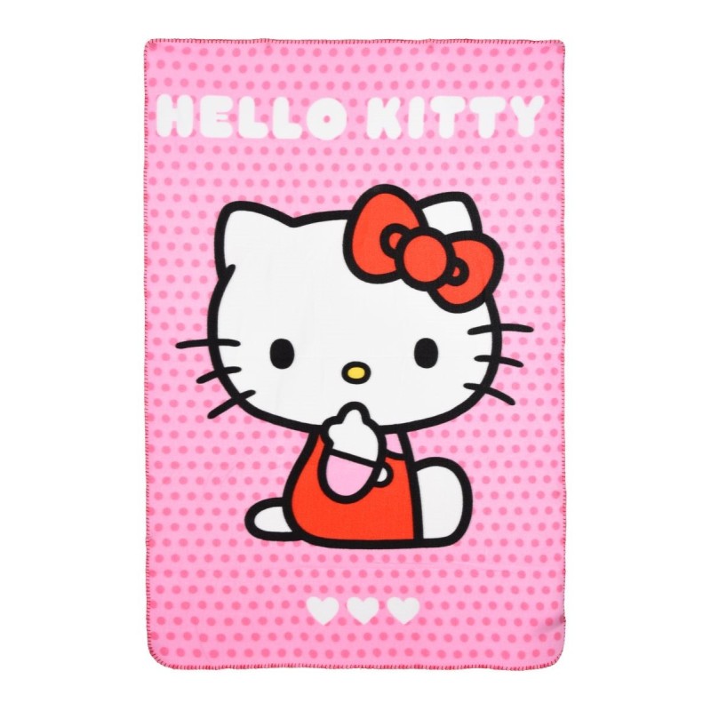 Plaid Hello Kitty 100% Poliestere 220 GSM 100x150 cm | Coperta Morbida per Bambini, Regalo Bambina