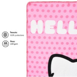 Plaid Hello Kitty 100% Poliestere 220 GSM 100x150 cm | Coperta Morbida per Bambini, Regalo Bambina