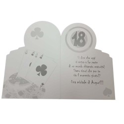 Biglietto Augurale 18 Anni Sagomato Tema Poker – Compleanno con Frase Divertente – Idea Regalo per Neo Diciottenne