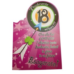 Biglietto Auguri 18 Anni Sagomato Freccia – Idea Regalo Compleanno Originale con Frase Spiritosa – Formato A5